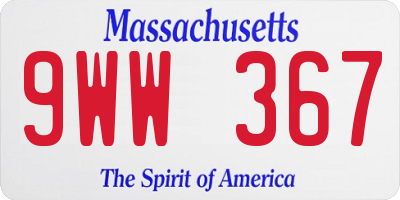 MA license plate 9WW367