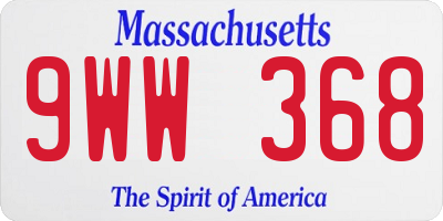 MA license plate 9WW368