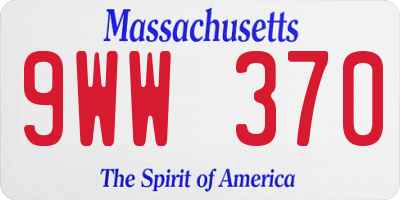 MA license plate 9WW370