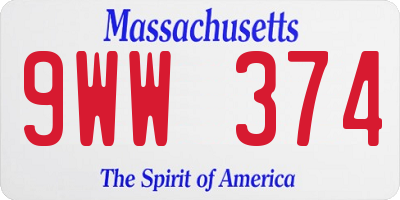 MA license plate 9WW374