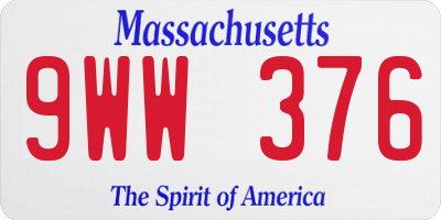 MA license plate 9WW376