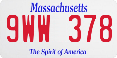 MA license plate 9WW378