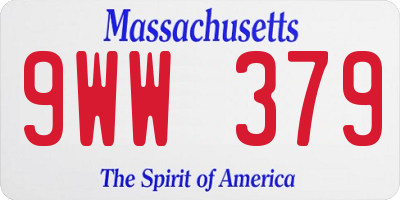 MA license plate 9WW379