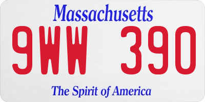 MA license plate 9WW390