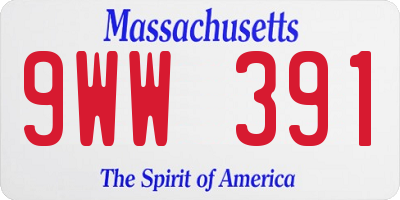 MA license plate 9WW391