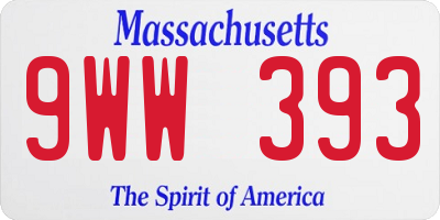 MA license plate 9WW393