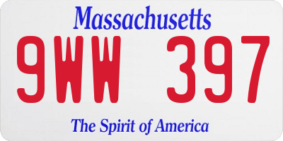 MA license plate 9WW397