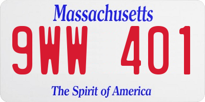 MA license plate 9WW401