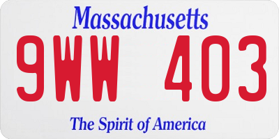 MA license plate 9WW403
