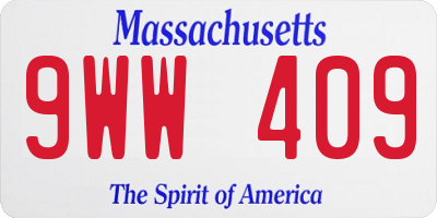 MA license plate 9WW409