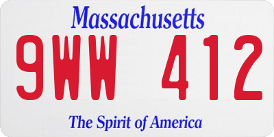MA license plate 9WW412