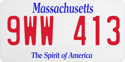MA license plate 9WW413