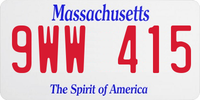 MA license plate 9WW415