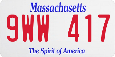 MA license plate 9WW417