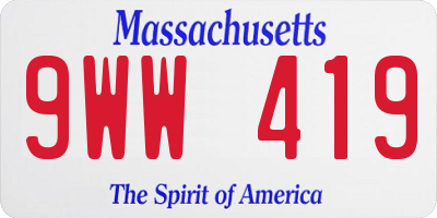 MA license plate 9WW419