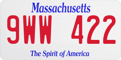 MA license plate 9WW422