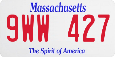 MA license plate 9WW427