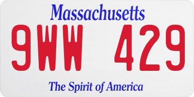 MA license plate 9WW429