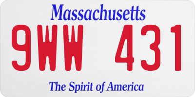 MA license plate 9WW431
