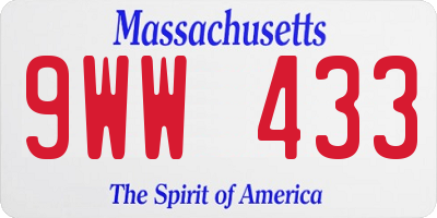 MA license plate 9WW433