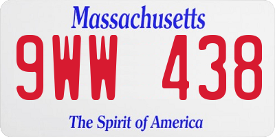 MA license plate 9WW438