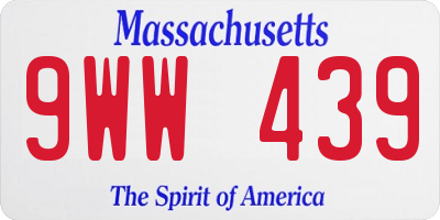 MA license plate 9WW439