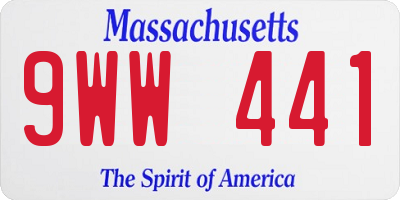 MA license plate 9WW441