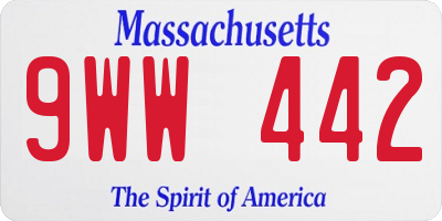 MA license plate 9WW442