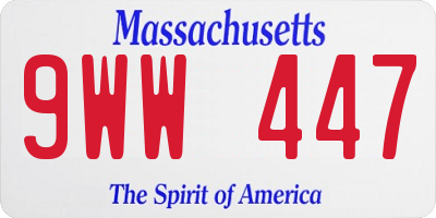 MA license plate 9WW447