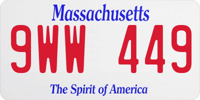 MA license plate 9WW449