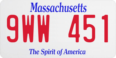 MA license plate 9WW451