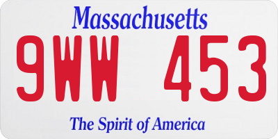 MA license plate 9WW453