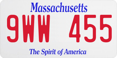 MA license plate 9WW455