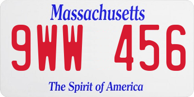 MA license plate 9WW456