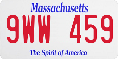 MA license plate 9WW459