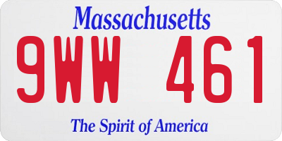 MA license plate 9WW461