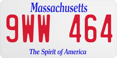 MA license plate 9WW464