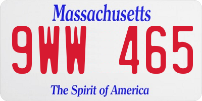 MA license plate 9WW465