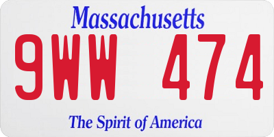 MA license plate 9WW474