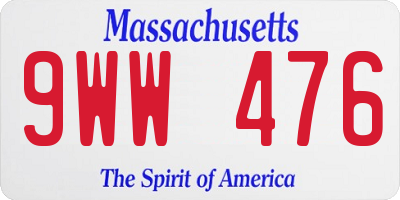 MA license plate 9WW476