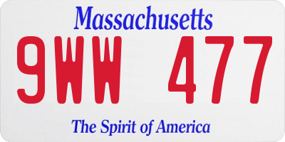 MA license plate 9WW477