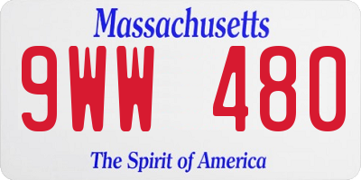MA license plate 9WW480