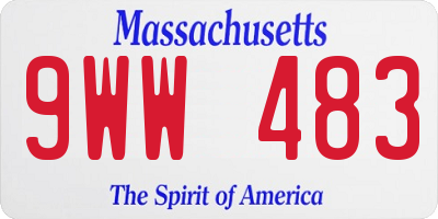 MA license plate 9WW483