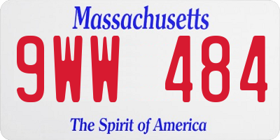 MA license plate 9WW484