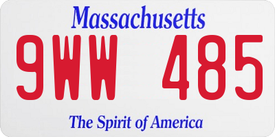MA license plate 9WW485