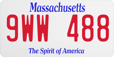 MA license plate 9WW488