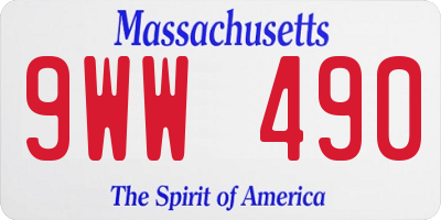 MA license plate 9WW490
