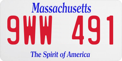 MA license plate 9WW491
