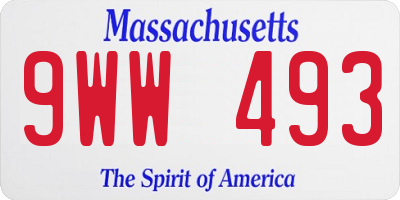 MA license plate 9WW493