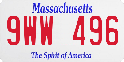 MA license plate 9WW496